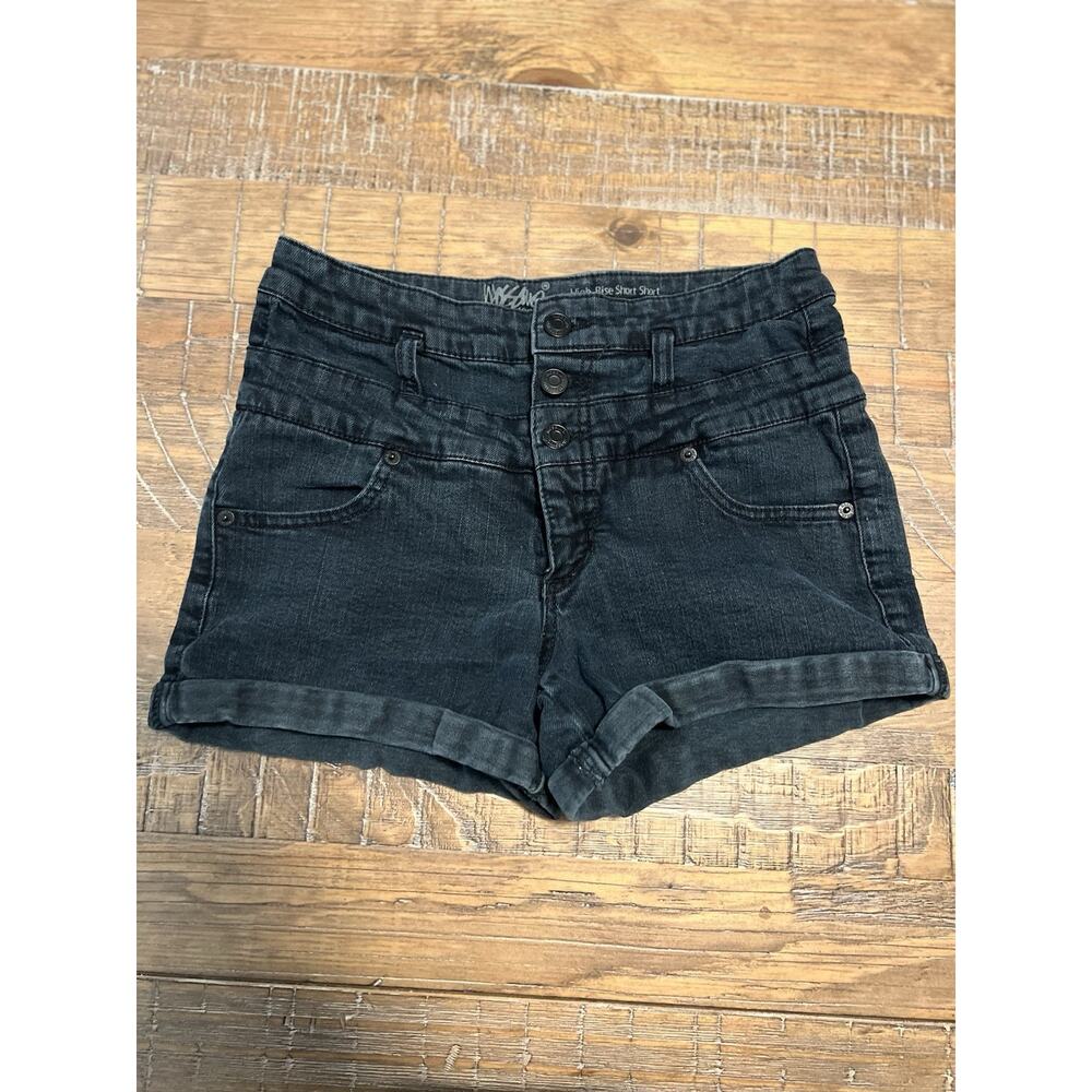 Mossimo Women’s Button Fly High Rise Denim Short Shorts Size 6/28 Dark Wash Jean